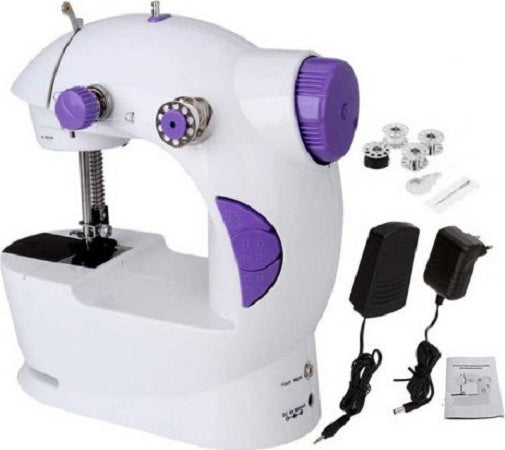 Ραπτομηχανή Mini SM-201A με πεντάλ, τροφοδοτικό και μικρά αξεσουάρ ραψίματος