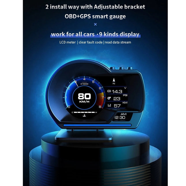 OBD+GPS smart gauge με ψηφιακή οθόνη και ενδείξεις αυτοκινήτου