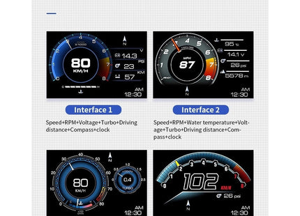 Διαφορετικές διεπαφές οθόνης για OBD2+GPS smart gauge