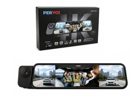 PerVoi Q7 καθρέπτης dash cam τριπλής εγγραφής με συσκευασία 4K WiFi GPS