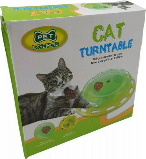 Συσκευασία Pet Love Pets Cat Turntable με γάτα και εικόνα πράσινου κυκλικού παιχνιδιού