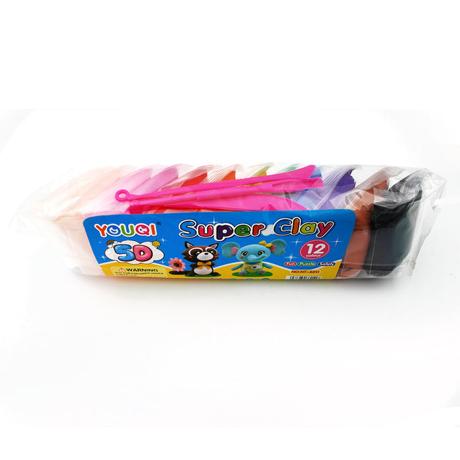 Συσκευασία Super Clay Play Foam με 12 χρώματα και εργαλεία μοντελισμού