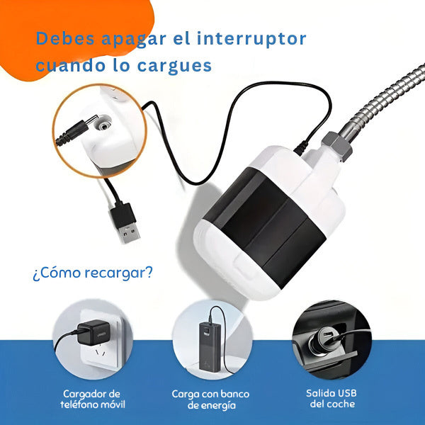 Φορητό ντους κάμπινγκ με USB φόρτιση και επαναφορτιζόμενη αντλία νερού