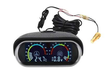 Ψηφιακό βολτόμετρο και μετρητής θερμοκρασίας νερού οχήματος με αισθητήρα και καλωδίωση