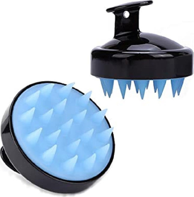 Scalp Massager για μασάζ κεφαλής με μαύρη λαβή και μπλε μαλακές ακίδες