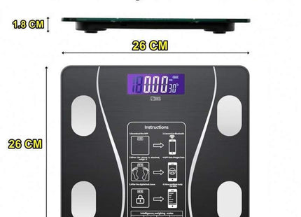 Μαύρη smart ζυγαριά SIKS 180kg με οθόνη LCD και διαστάσεις 26 x 26cm