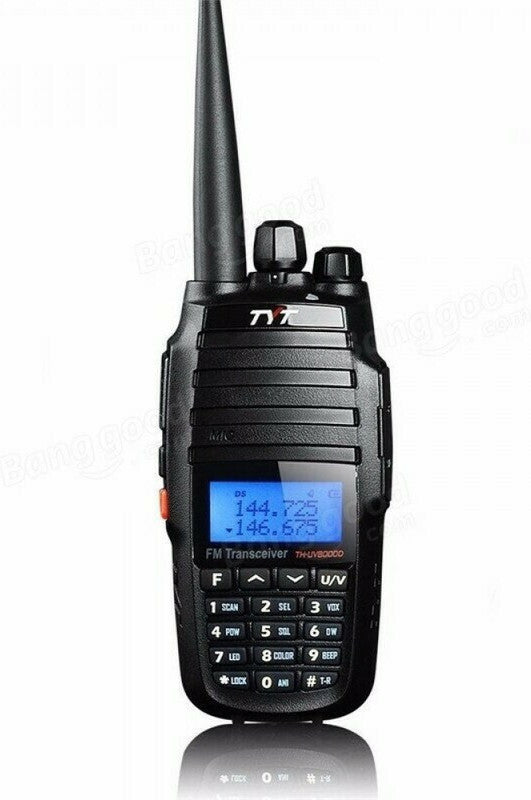 Μαύρος TYT TH-UV8000D πομποδέκτης με κεραία, μονόχρωμη οθόνη και πληκτρολόγιο