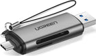 Γκρι Ugreen card reader με σύνδεση USB-C και USB-A και υποδοχές SD microSD