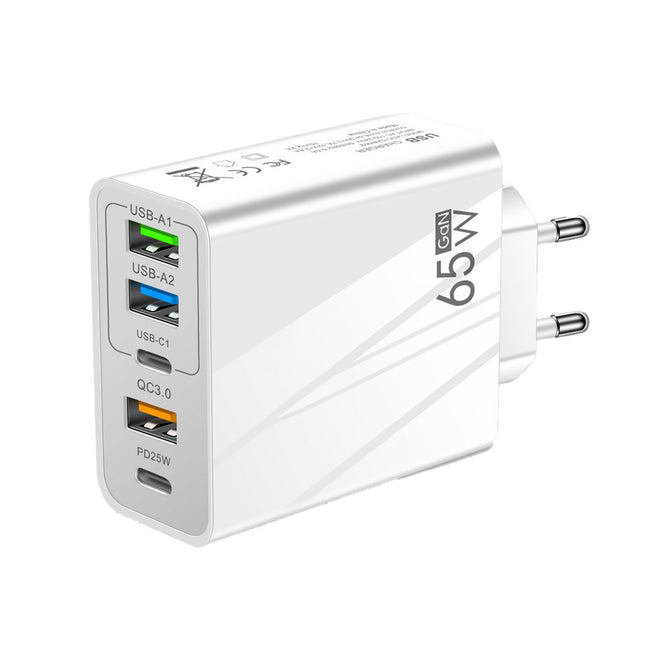 Πολύθυρος φορτιστής 65W με 3 USB-A και 2 USB-C για κινητά και tablets