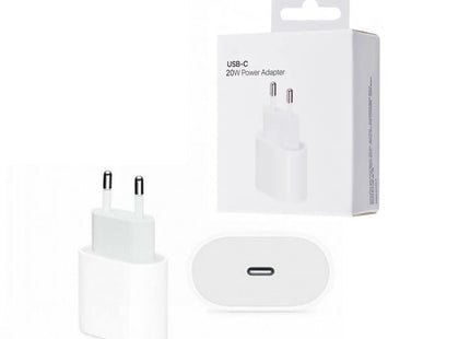 Συσκευασία φορτιστή USB-C 20W σε λευκό χρώμα