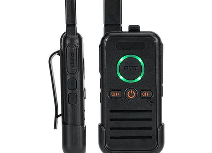 Μαύρος ασύρματος πομποδέκτης Walkie Talkie FM Transceiver με πλήκτρο PTT και κλιπ