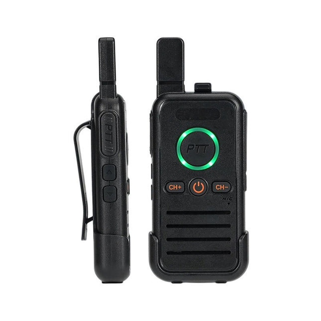 Μαύρος ασύρματος πομποδέκτης Walkie Talkie FM Transceiver με πλήκτρο PTT και κλιπ