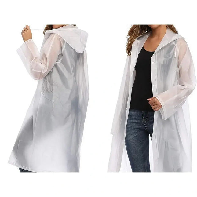 Αδιάβροχο poncho EVA λευκό One Size με κουκούλα και κορδόνι