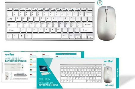 Weibo WB-8066 ασύρματο λευκό πληκτρολόγιο US και ποντίκι με συσκευασία