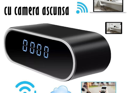 Μαύρο ψηφιακό ρολόι κάμερα ασφαλείας WiFi 1080p