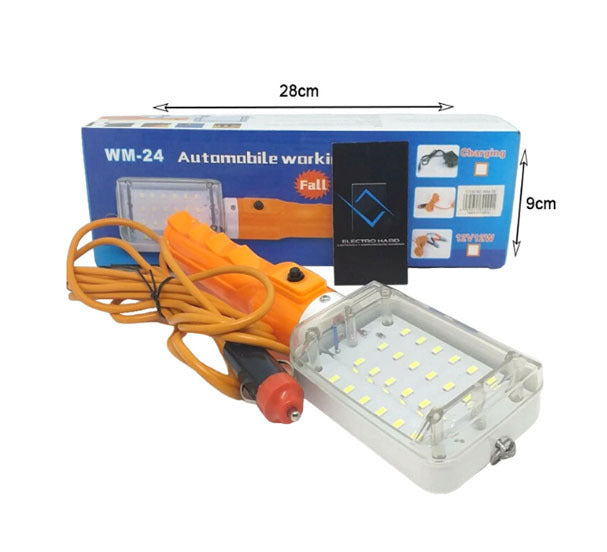 Λάμπα εργασίας LED WM-24 με καλώδιο 12V και συσκευασία προϊόντος